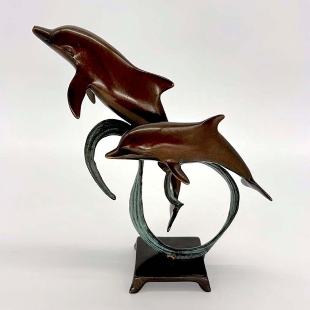 Bronze Dolphin Pair Statue